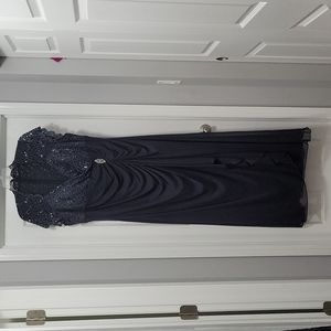 Plus size Sequined Scallop Sleeve Ruffled Gown